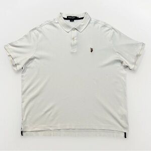 U.S. Polo Assn. Men's 2XL White Interlock Polo Shirt Luxury Feel Cotton Golf EUC